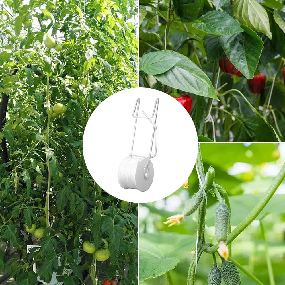 

6PCS Tomato Trellis Roller Hooks Plant Support Greenhouse Trellising Kit with 15m Twine Mini Flower Stand Garden Accessories