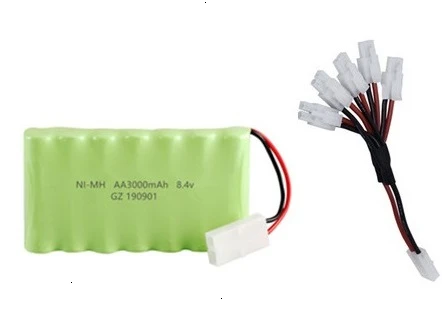 Белый Модель M) Ni-CD 8,4 v 3000mah батарея+ USB зарядное устройство для Rc игрушки автомобиль Танк Поезд Робот Лодка пистолет AA 8,4 v перезаряжаемый аккумулятор - Цвет: Белый