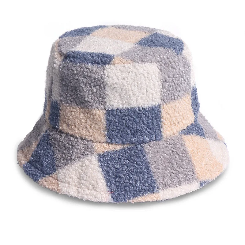 New fisherman hat female autumn and winter all-match cute pot hat trendy female hat plush lamb wool fashion hat