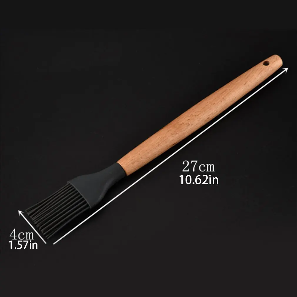 

Household Wooden Handle Cooking Silicone Kitchenware Oil Brush Baking Tool BBQ Brush Daily Life Supplies Use