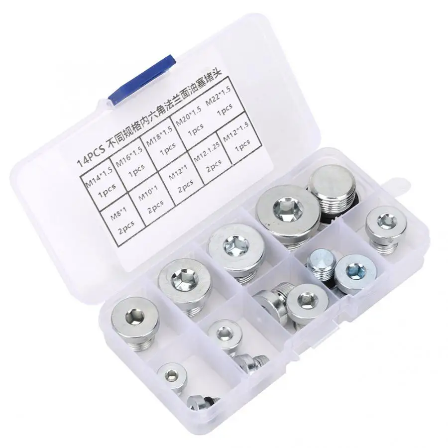 14Pcs Drain Plug Hex Socket Oil Flange Pan Sealing Fittings Multiple Purpose Nut for Water Pipe Beer | Обустройство дома