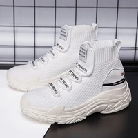 2021 summer new unisex casual shoes large size 47 breathable mesh high top flat platform shoes men sneakers jogging socks shoes