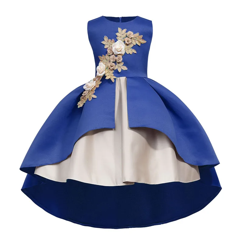Летнее платье для девочек праздничное свадебное принцессы с цветами бальное