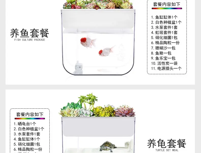 

Novice Ultra Clear Plastic Fish Tank Aquaponic Betta Fish Bowls Desktop Ecological Aquarium for Indoor Decoration