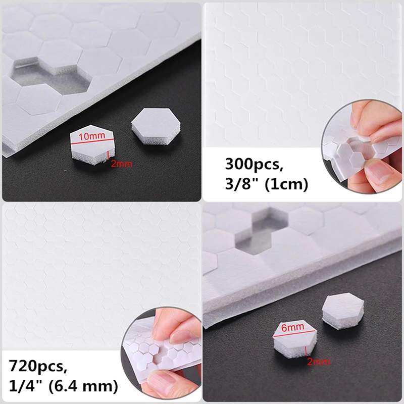 

300/720pcs 3D Double-sided Adhesive Foam Dots Fastener Tape Strong Glue Magic Sticker Hook Loop DIY Scrapbooking Craft Project