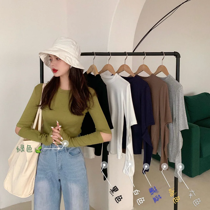 Ажурное тонкое осенне-зимнее нижнее белье женская футболка с длинным рукавом 2021