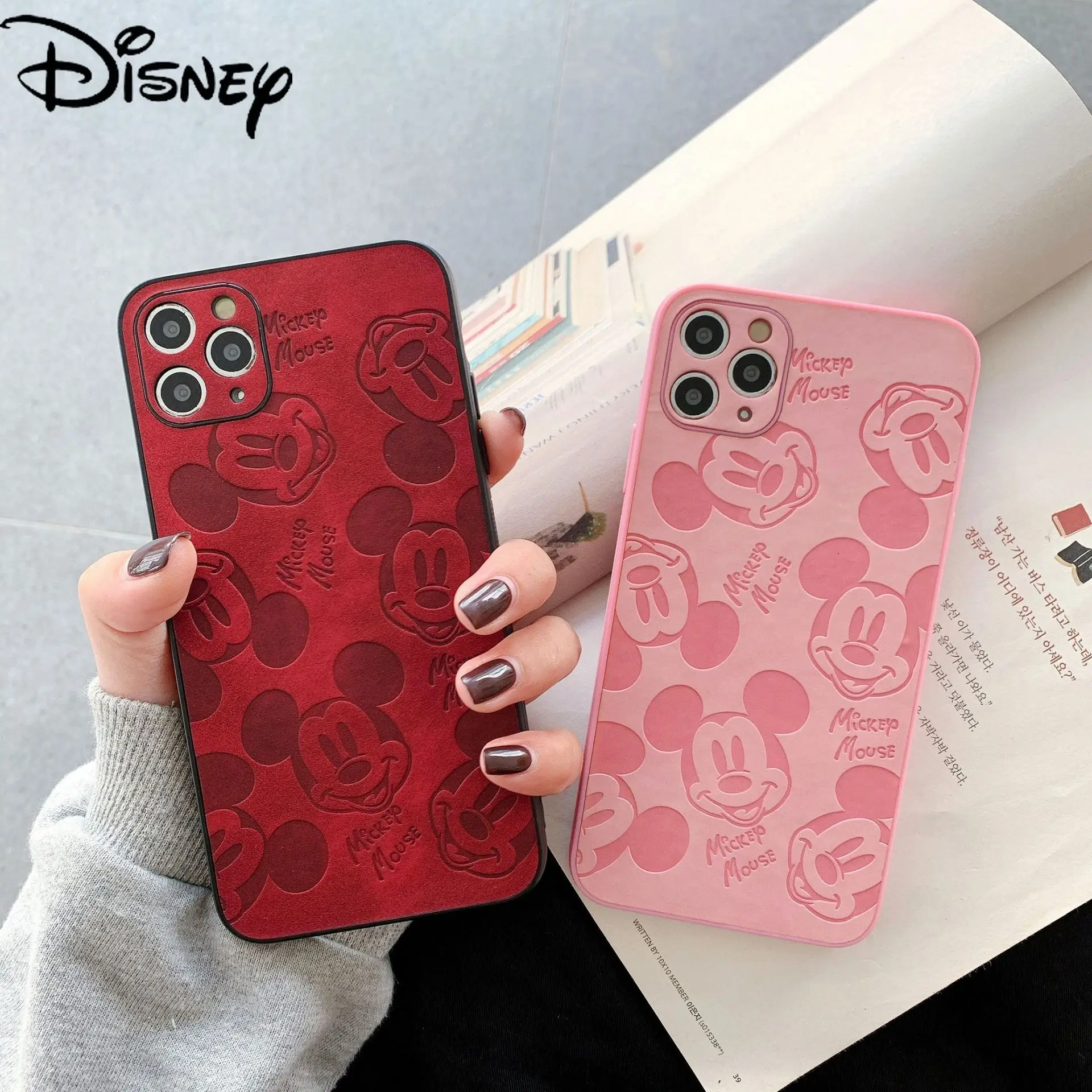 

Disney Pure Color Leather Phone Case for iPhone13 13Pro 13Promax 12 12Pro Max 11 Pro X XS MAX XR 7 8 Plus Pure Color Phone Case
