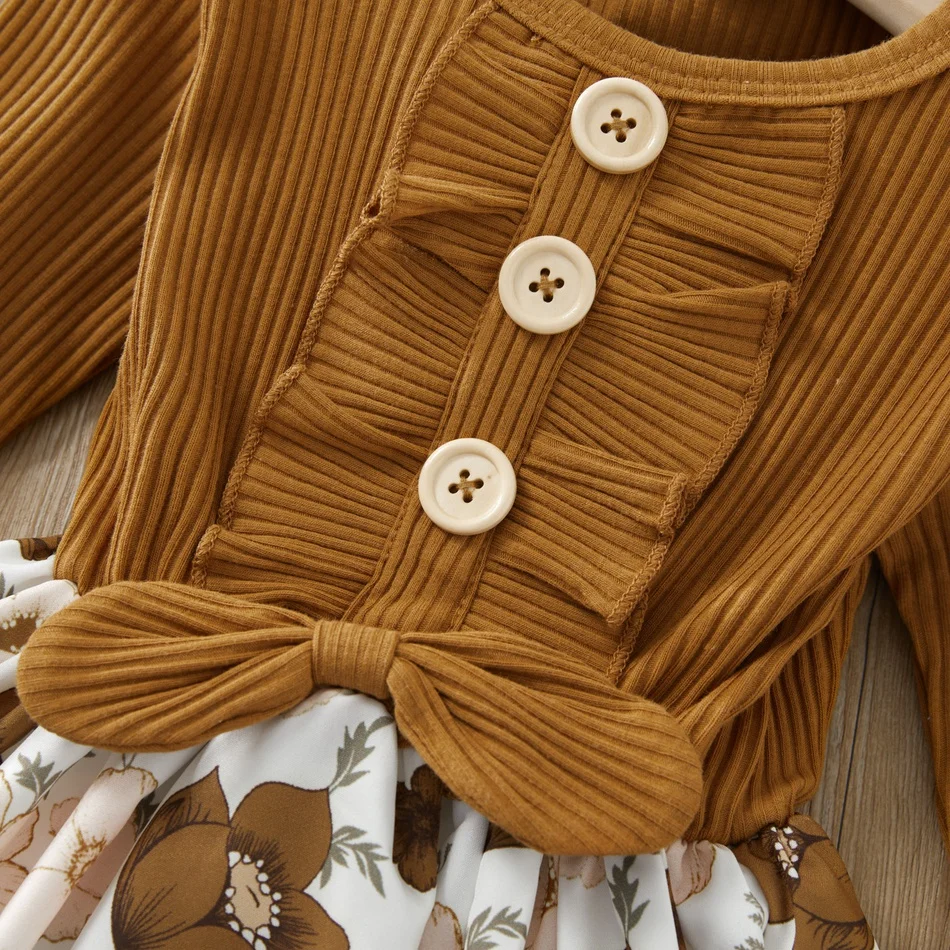 PatPat/Новое поступление осенне-зимнее платье с длинными рукавами и цветочным