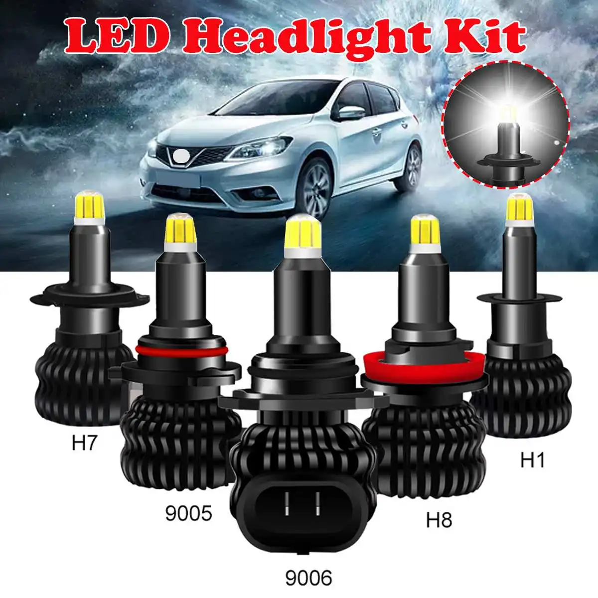 

2PCS Led Headlight h7 h1 h8 9006 9005 360 degree Car headlight bulbs Mini Headlight Kit Waterproof High Power Bulb fog Light