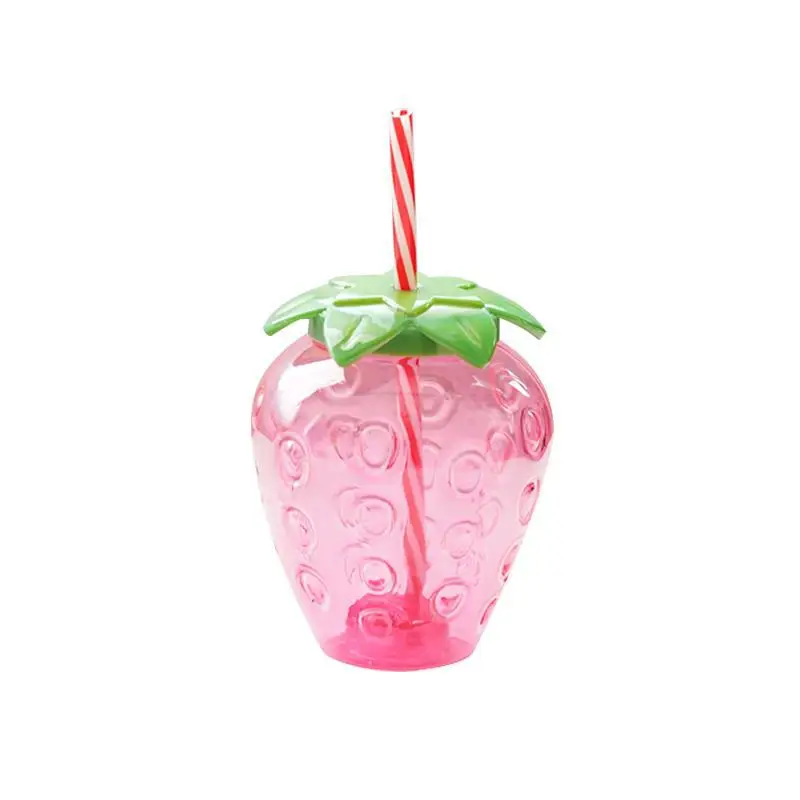 

Summer cartoon kawaii strawberry straw cup plastic cup lovely girl milk tea coffee cup student portable water cup water bottle