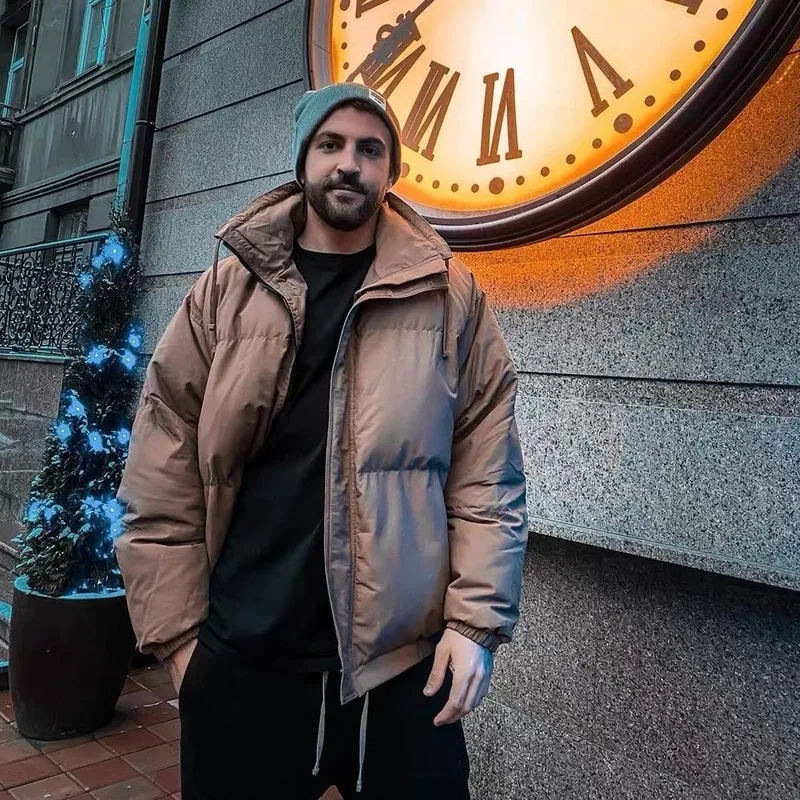 

Men's Winter Jacket Kanye West Loose Coat Ovesized Hip Hop Cotton Outwear High Street Brand Jackets Thick Cotton-padded Clothes