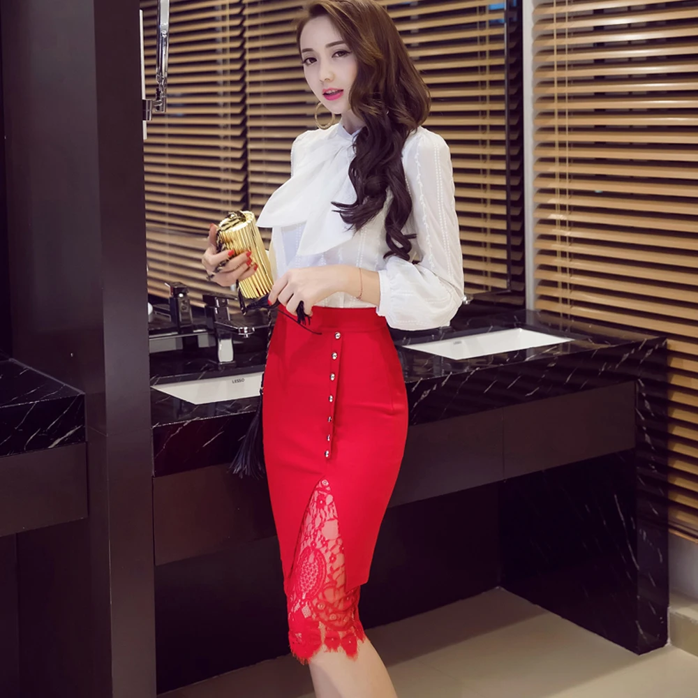 

Brand Designer Elegant Lace Sexy Women Skirt High Waist Bodycon Pencil Skirts Female Package Hip Mermaid Skirts Jupe Femme