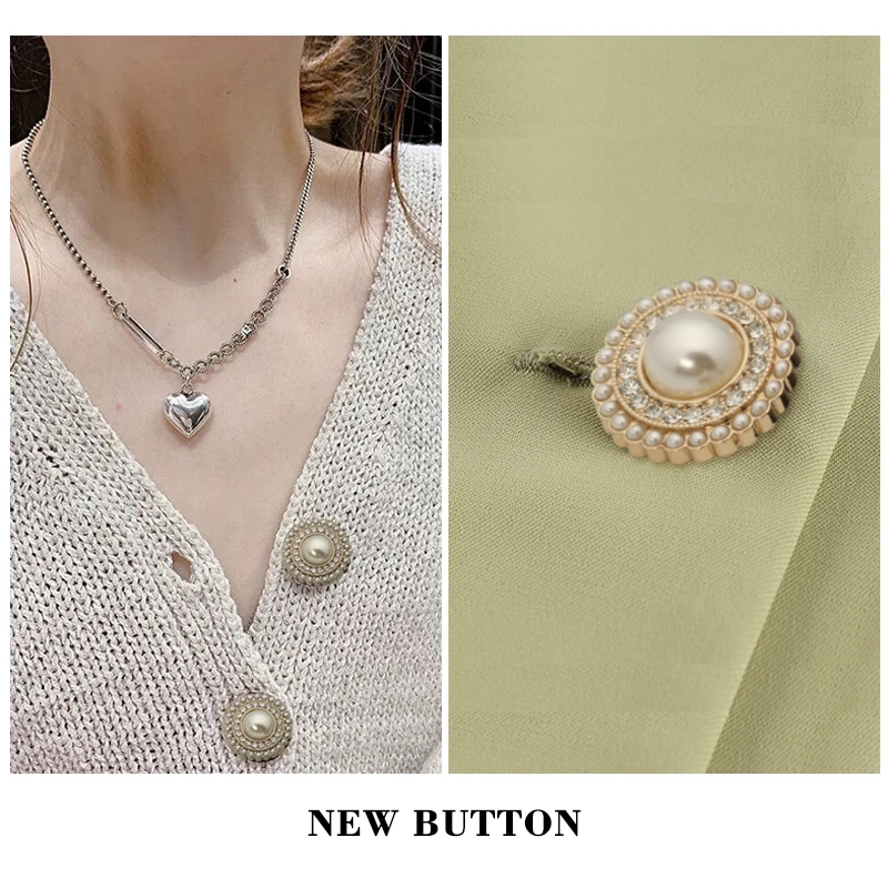 6 шт. жемчужные стразы золотистые металлические пуговицы для одежды костюм