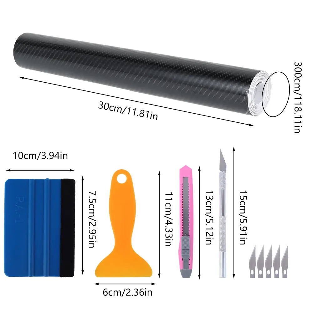 

300cm Carbon Fiber Sticker Car Self Adhesive Wrapping Foil Film Waterproof Motorcycle Auto Styling DIY Decoration Accessories