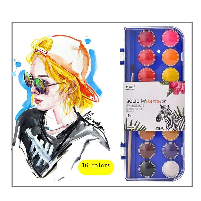 Однотонный цвет оригинальной краски моющийся полусухой акварель Детская