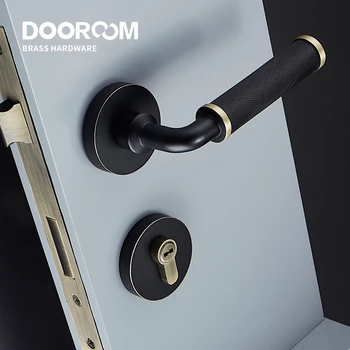 Dooroom Brass Door Lock Set Modern Interior Bedroom Bathroom Double Wood Door Lever Set Dummy Knob Privacy Passage Locks