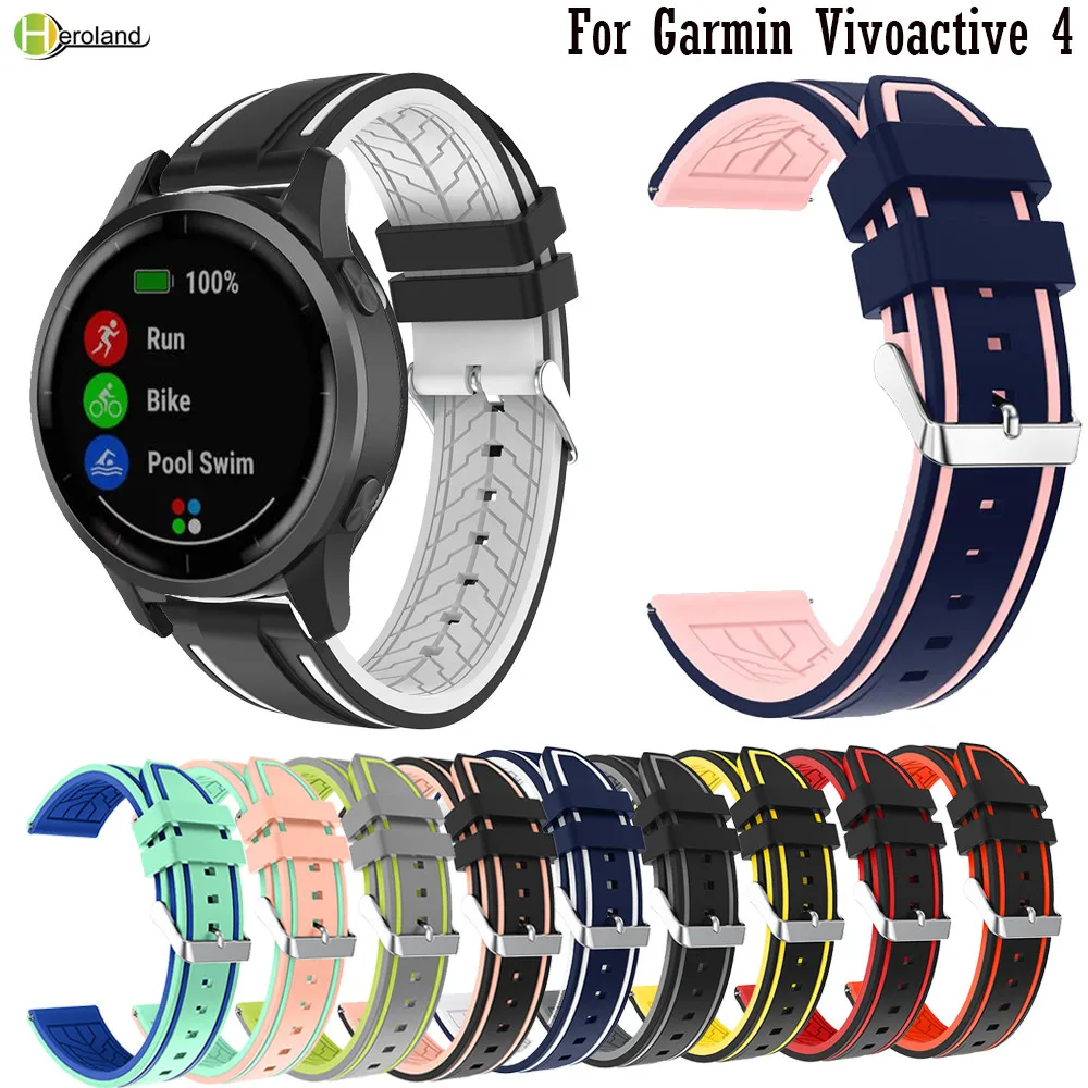 

Hero Iand 22MM fashion Silicone Watch Strap For Garmin Vivoactive 4 smartWatch band Bracelet WirstStrap Accessories