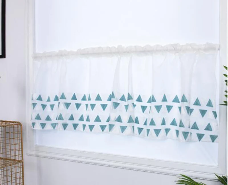 1 шт. Короткие шторы с карманом для кухни вышивкой|Занавески| |