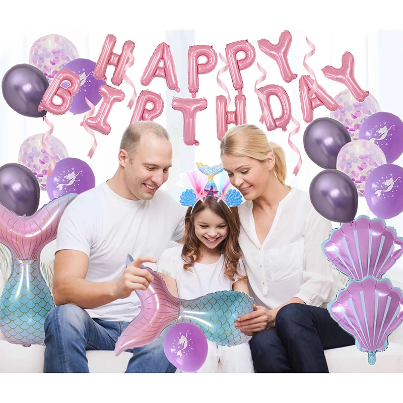 33 шт. в упаковке декорации с днем рождения вечерние принадлежности русалки