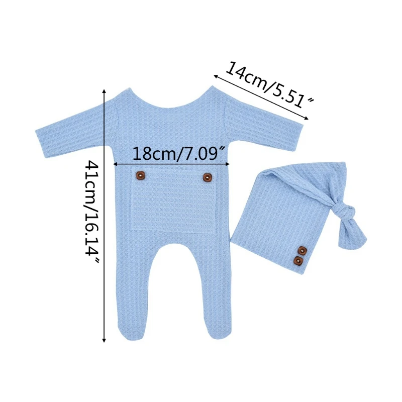 

23GD 2 Pcs/Set Infants Photo Shooting Clothing Baby Knitted Jumpsuit Long Tail Kit Hat Romper Newborn Photography Props