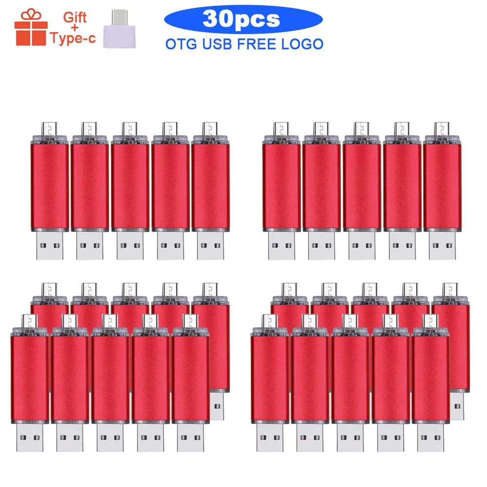 

30pcs/lot New Type C USB free logo Flash Drive OTG Pen Drive 128GB 64GB 32GB 8GB Pendrive 2 in 1 Type-C & Usb Flash Drive