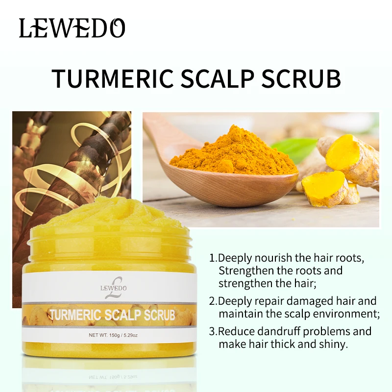 

LEWEDO Turmeric Scalp Scrub 150g Hair & Scalp Treatments Ginger Exfoliating Scalp Moisturizing Cleansing Dandruff Massage Scrubs