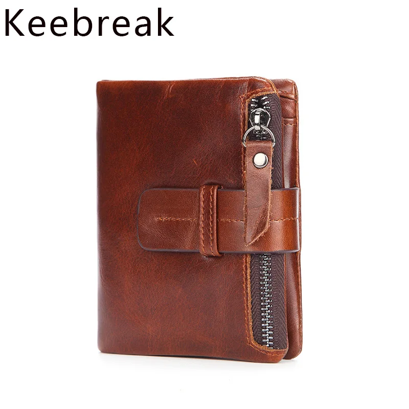 Кошелек мужской тонкий из натуральной кожи бумажник тройного сложения винтажный