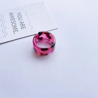 acrylic opening rings adjustable retro design korean style acetate candy colors ring marble pattern finger jewelry for girls