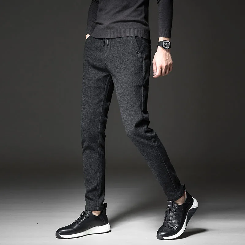 

Mens Winter Pants Men 2020 New Jogger Smart Casual Style Pants Trousers Full Length Black Straight Pants For Men