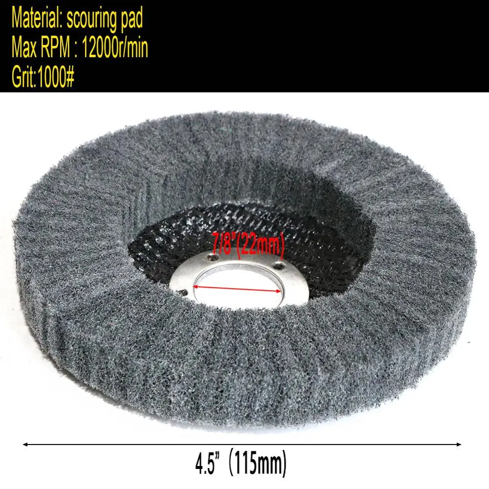 Grit 1000 4-1/" ×7/8" полировальный шлифовальный диск из нейлонового волокна, нетканый 115*22 мм шлифовальный круг для шлифовальной машины - Цвет: Grit 1000