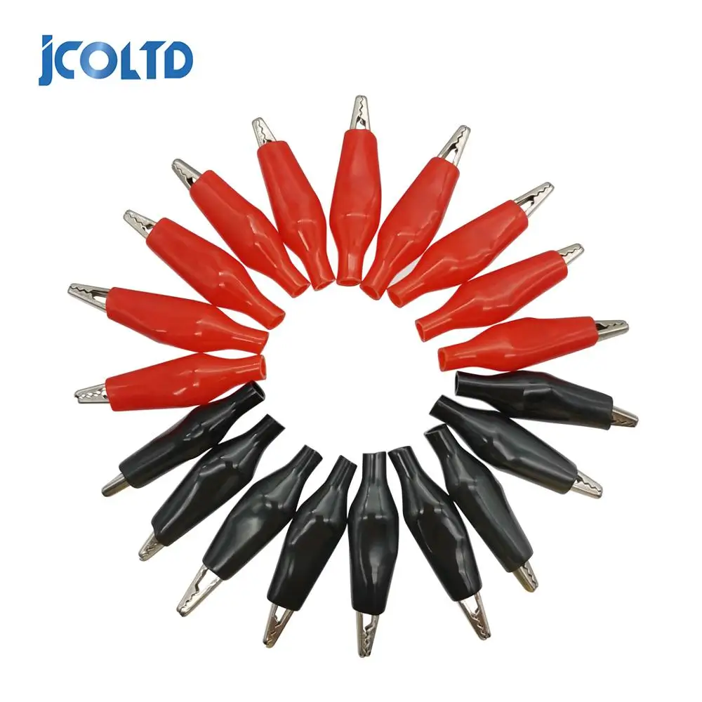 

20pcs 28MM Metal Alligator Clip G98 Crocodile Electrical Clamp Testing Probe Meter Black Red with Plastic Boot Car Auto Battery