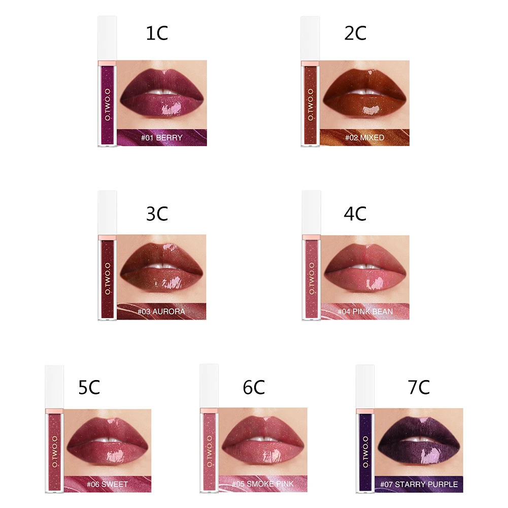 O. TWO. O зеркальный стеклянный прозрачный блеск для губ светильник-гель без липкого мерцания красный жидкий тинт для губ Макияж 7 цветов Блеск для губ Maquiagem
