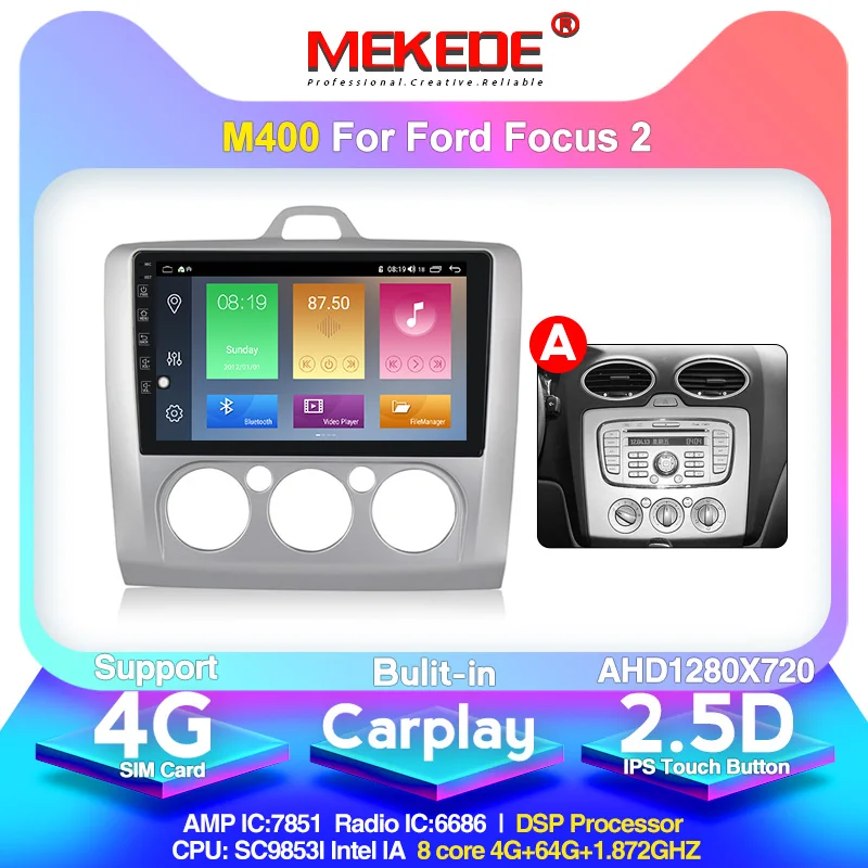 MEKEDE 9 дюймов Android 10 0 автомобильное радио для ford focus EXI MT 2 3 Mk2 2004 2005 2006 2007 2008 2009 2011 2Din GPS
