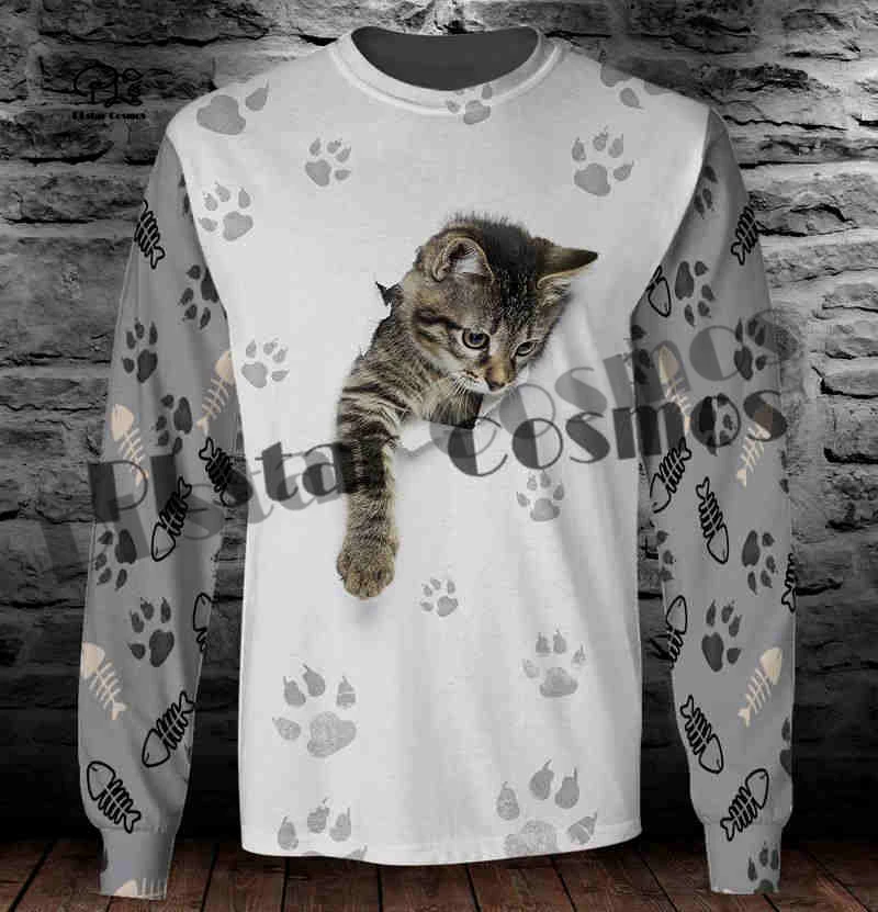 

PLstar Cosmos 3DPrint Newest Cat Animal Art Footprint Unique Streetwear Gift Men/Women Funny Casual Hoodies/Sweatshirt/Zip Style