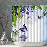 plant floral shower curtain 3d butterfly flower natural landscape bathroom curtains polyester fabric with hook home bath decor
