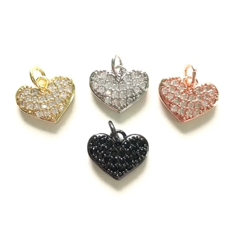 

10pcs Heart Charm Pendant for Women Necklace Earring Making Small Size Cubic Zirconia Paved Jewelry Creation Accessory Wholesale