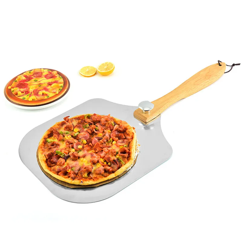 

Pizza Shovel Removable Pizza Peel Shovel With Wooden Handle Non-stick Cake Shovel Cheese Peels Cutter Pastry Tools Baking Tools