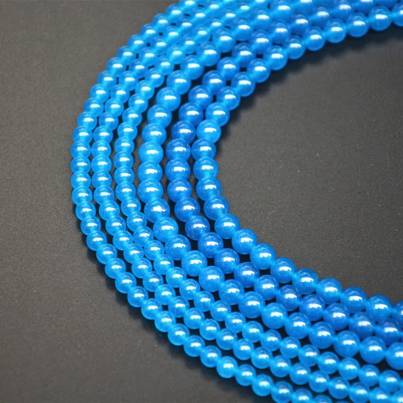 Nature Navy Blue Jades Quality Chalcedony Loose DIY Beads 4/6/8/10/12MM Round For Handmake Necklace Bracelet Making | Украшения и