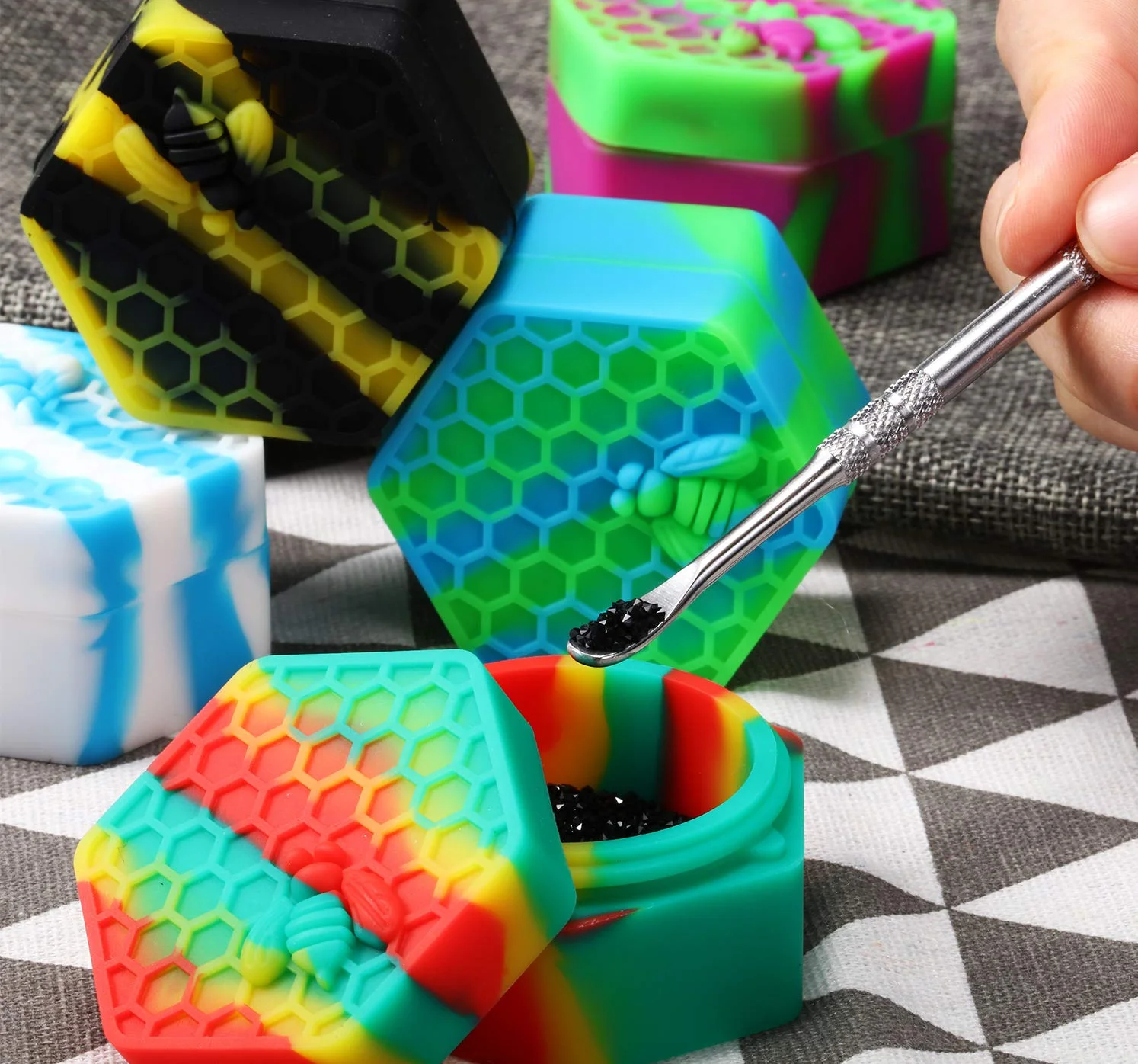 

Silicone Honeycomb Stash Container 26ML Multi Colors