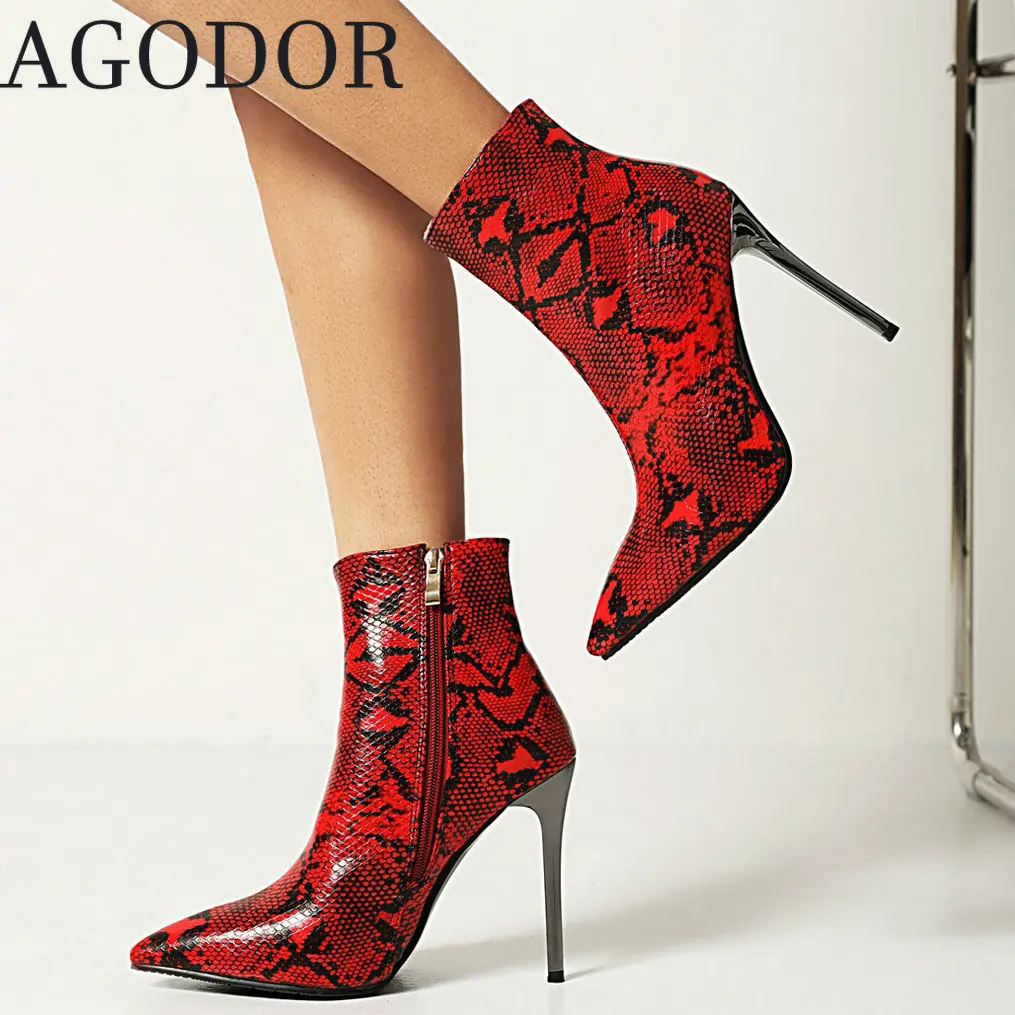

Женские ботильоны со змеиным принтом, на высоком каблуке-шпильке