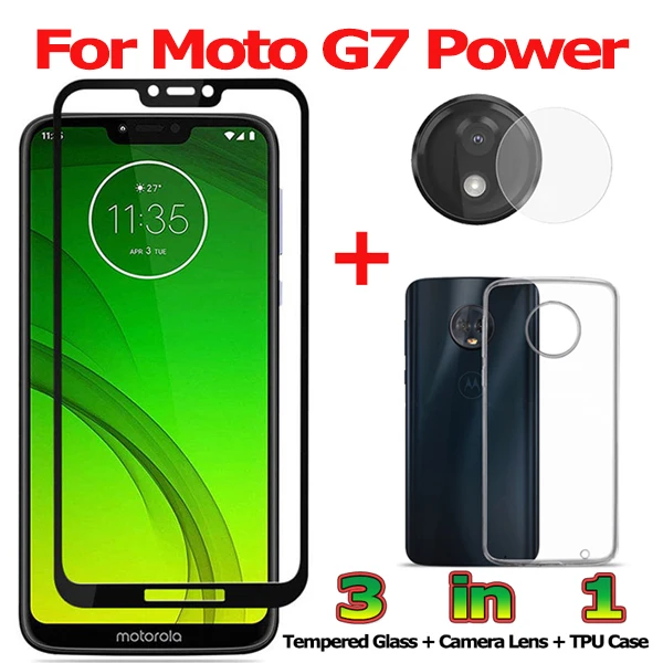 3-в-1 закаленное cтекло Motorola Moto G7 Plus G7 Power kамера cтекло Moto G7 Play защитное cтекло на Moto G7 Power закаленное стекло на Motorola Moto G7 Play защитное cтекло Moto G7 Plus стекло Motorola Moto G7 glass - Color: G7 Power 3-in-1