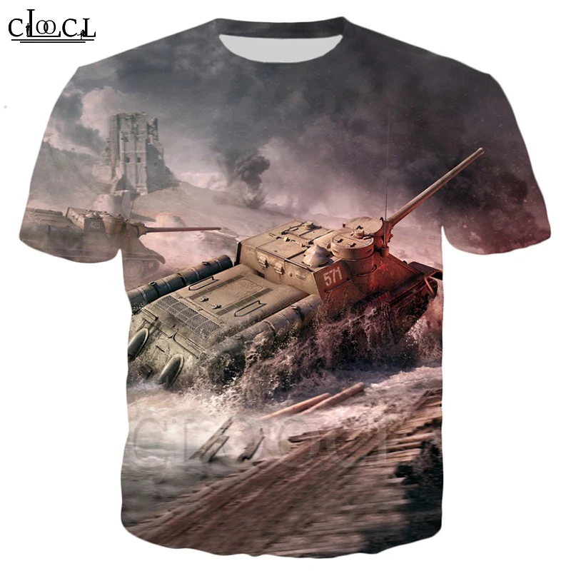 Новинка лета 2021 модная мужская футболка CLOOCL с принтом World of Tanks для игр