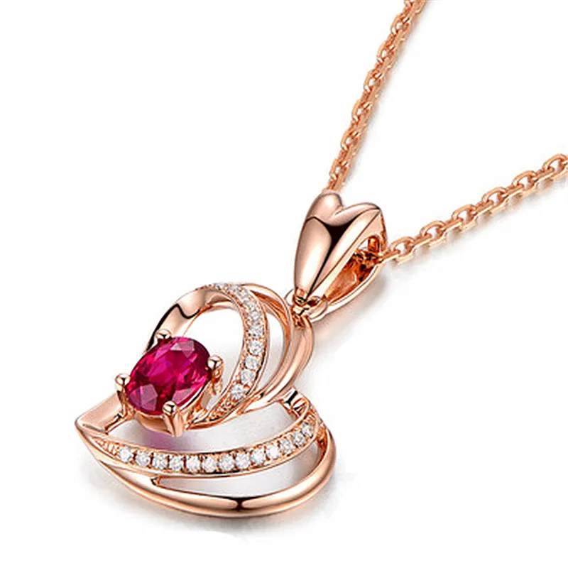 

New 2021 Trendy Rose Gold Chain Necklace For Women Jewelry Classic Crystal Heart Pendant Necklace dropshipping