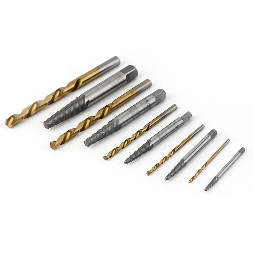 

Screw Extractor and Left Hand Drill Bit Set, 10 Piece Broken Bolt Extractor Screw Remover Cobalt Drill Bits with Metal Case