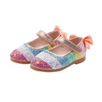 new 2021 autumn fashion baby girls leather shoes rainbow princess for show sweet comfortable kids children flats size 21 30