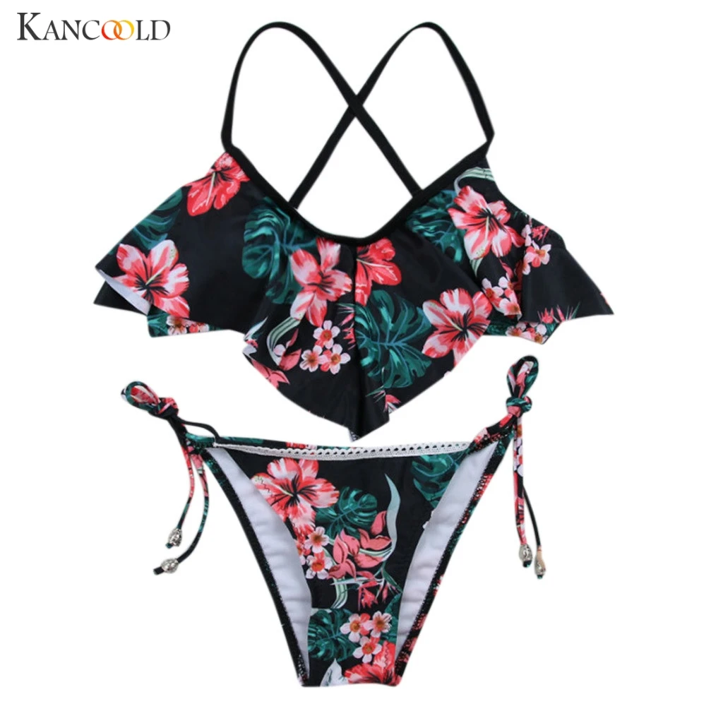 Раздельное летнее бикини с цветочным принтом купальник бандаж два предмета