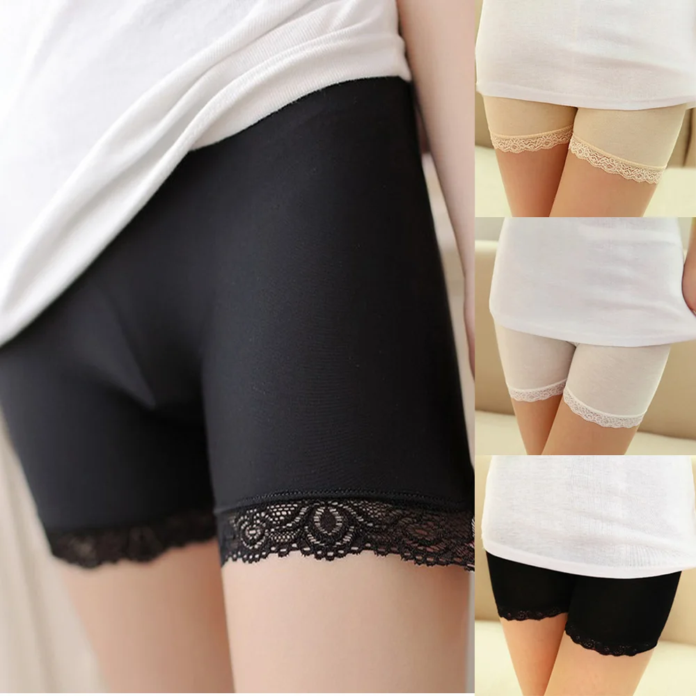 Для женщин леди кружевными оборками тянущиеся штаны эластичные укороченные