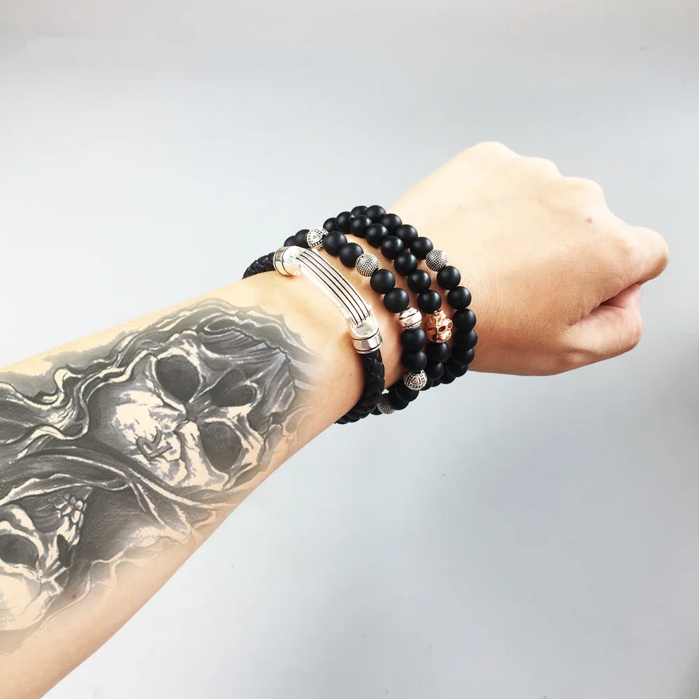 Браслеты-манжеты из плетеной кожи стерлингового серебра 925 пробы ширина 7 мм