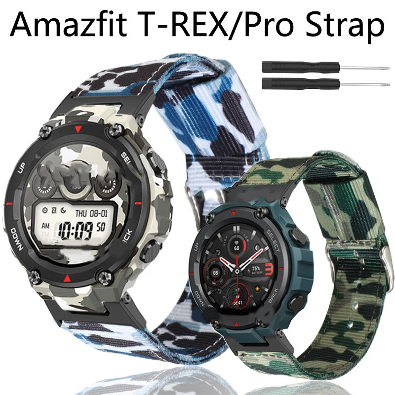 Ремешок Камуфляжный холщовый для смарт-часов Huami Amazfit T-Rex сменный нейлоновый