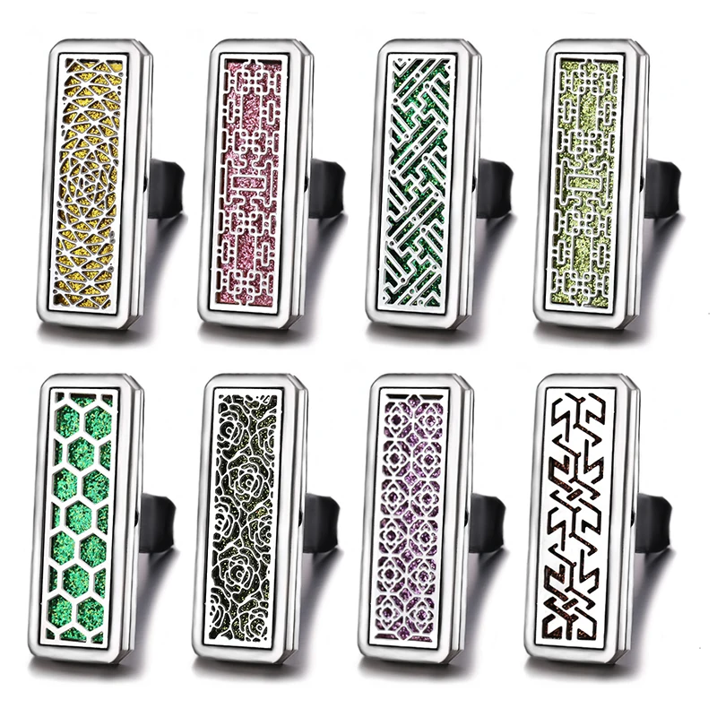 

Car Honeycomb Air Freshener Aromatherapy Magnetic Diffuser Jewelry Rectangle Stainless Steel Car Air Outlet Clip Perfume Lockets